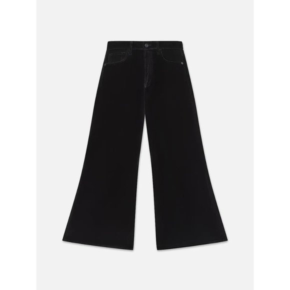 Frame Pants Womens 23 Black Wide Leg Flare Corduroy Casual High Rise - Picture 1 of 6